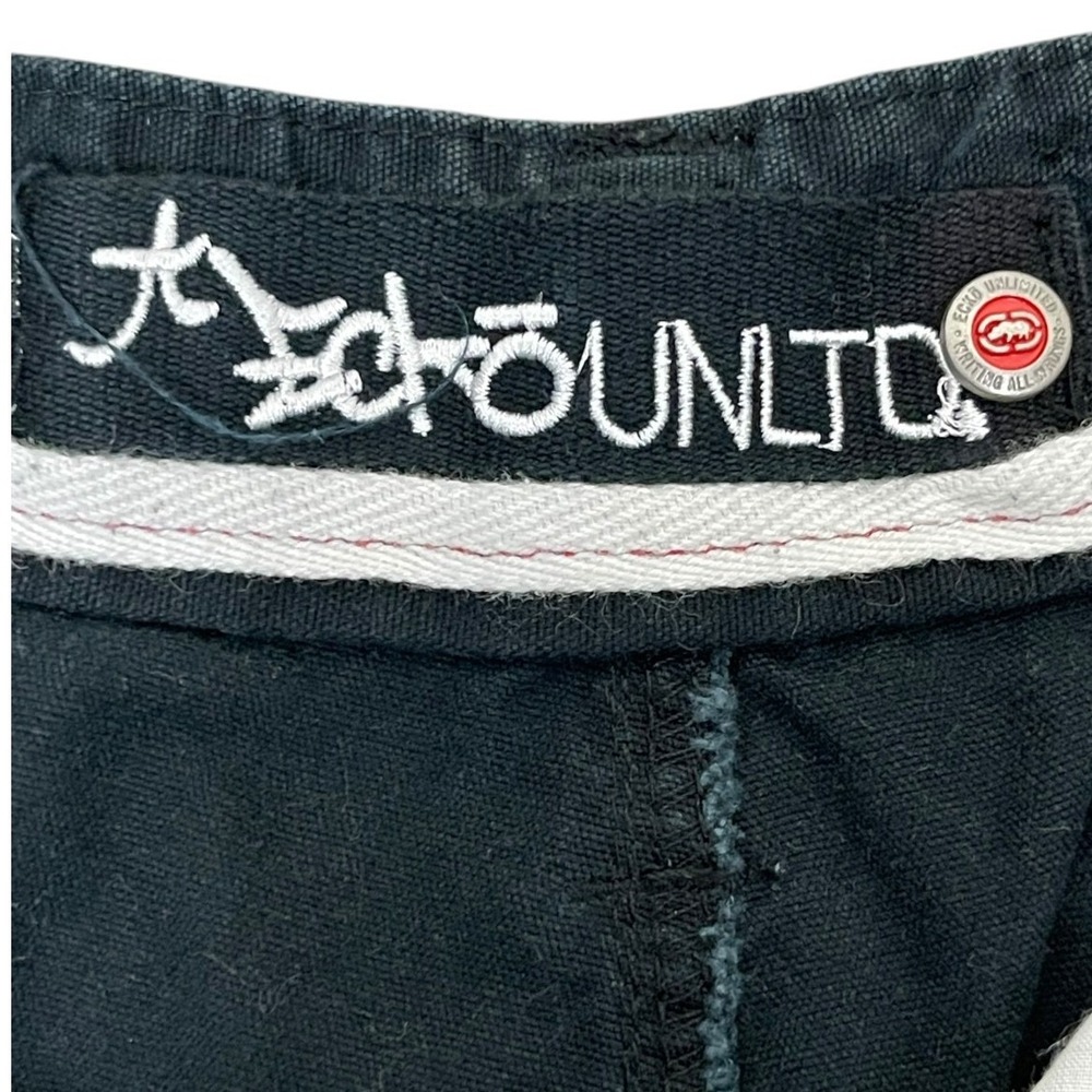 Ecko Unltd Mens Black Cargo Shorts 32 Y2K Streetwear Skater Baggy Hip Hop - Picture 8 of 14